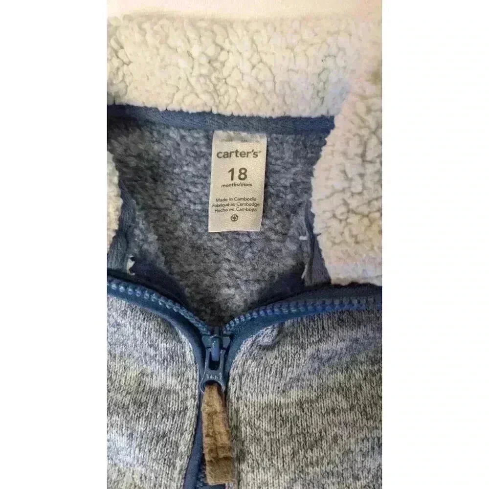 Carter's Boys Size 18 Months 3 Piece Bundle (2) Cozy Vests and L/S Snapsuit